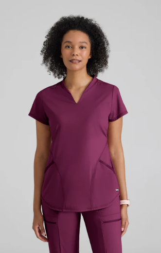 Grey's anatomy Knit Define Top scrub top in wine