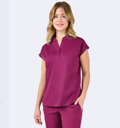 Piper Tuck -In Top by Zavate scrub top in wine